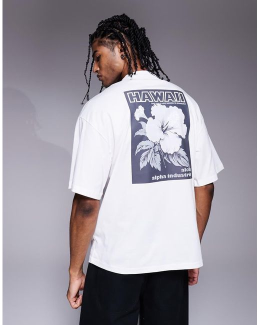 Alpha Industries T-Shirt Met Bloemenprint Op De Achterkant in het White voor heren