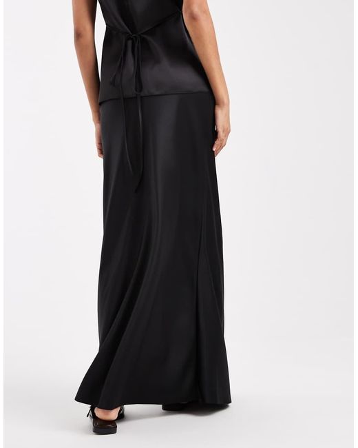 ASOS Black Asos Design Maternity Satin Bias Maxi Skirt