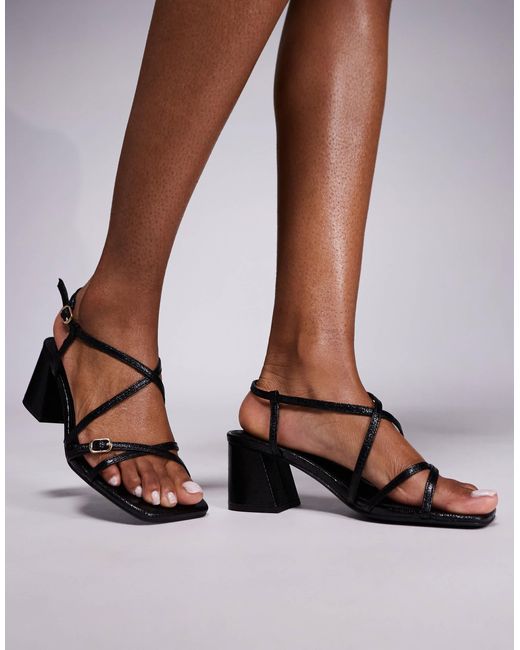River Island Brown Strappy Block Heel Sandal