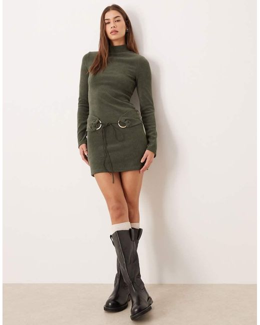 ASOS Green High Neck Cord Mini With Hardware