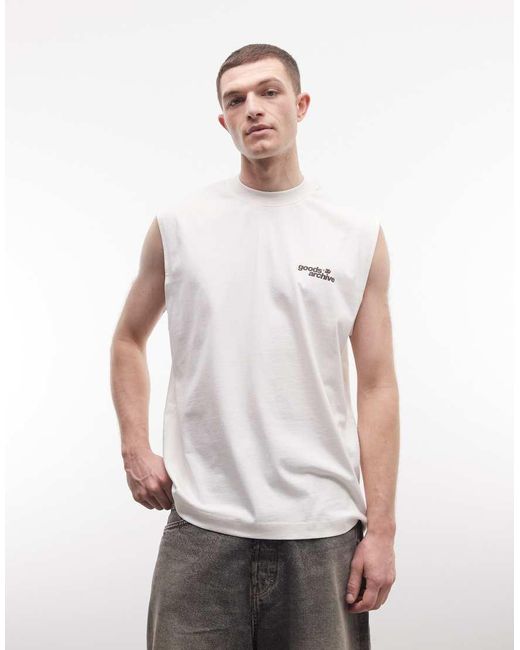 ASOS White Oversized Tank With Goods Archive Text Graphic for men