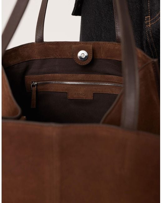 Mango Brown – strukturierte tragetasche aus wildleder