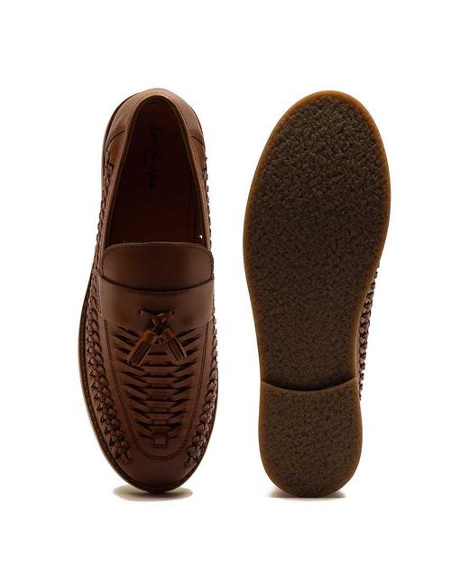 OFF THE HOOK Brown 'Tiger' Loafer Tassel Casual Slip-On Leather Shoes for men