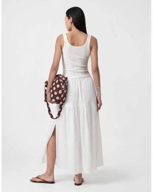 Noisy May White Boho Pleated Maxi Skirt With Side Split