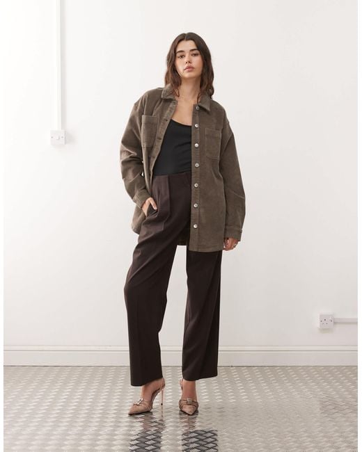 Noisy May Brown Oversized Cord Shirt