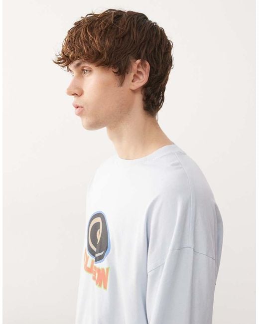 Collusion White Long Sleeve Marl T-shirt With Print for men