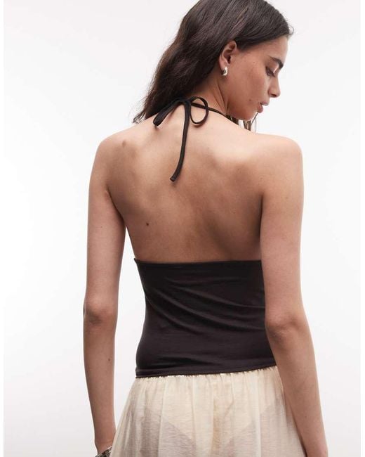 Weekday Black Slim Straps V-neck Halter Top