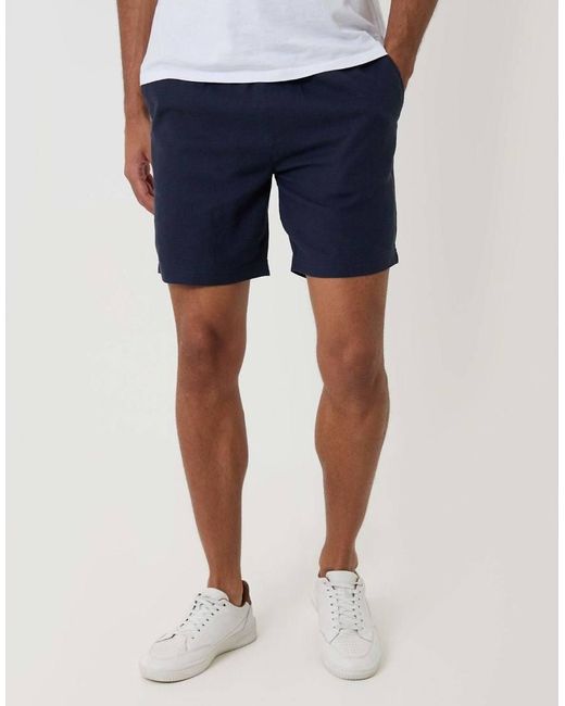 Threadbare Blue Shorter Length Linen Blend Shorts for men