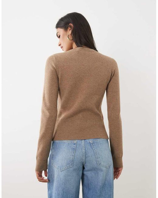 Threadbare Natural Threadare Crew Neck Cardigan With Cinched Waist