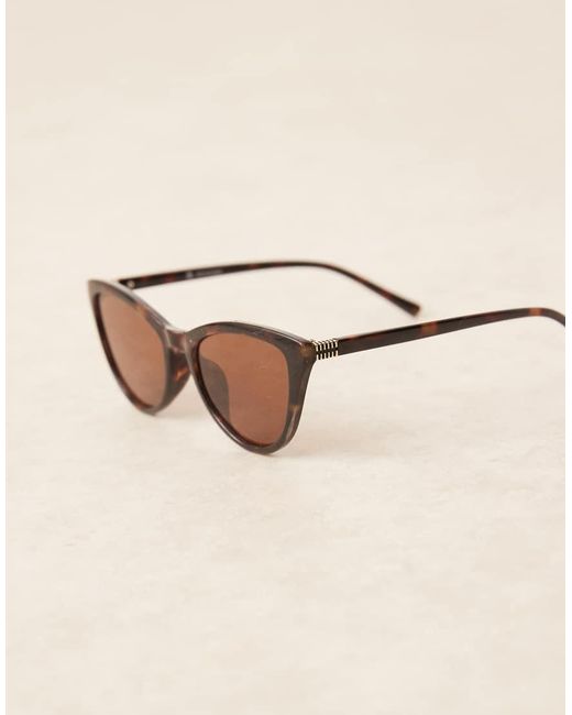 ASOS Brown Curved Slim Cat Eye Sunglasses
