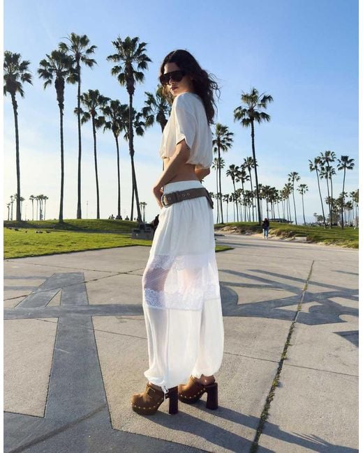 Bershka Metallic Lace Sarouel Trousers