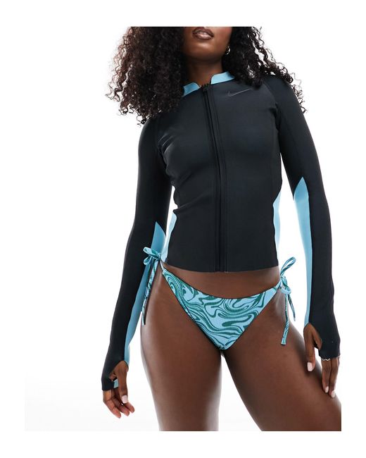Nike Black Fusion Open Swimming Reversible Long Sleeve Zip Top