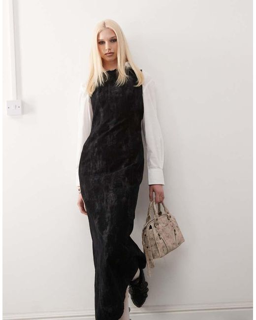 Vestido Vaquero Midi Con Flocado De Collusion de color White