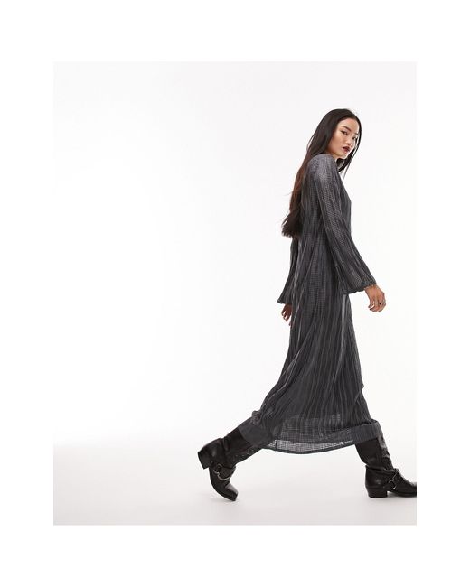 Plisse Column Maxi Dress in Black Lyst