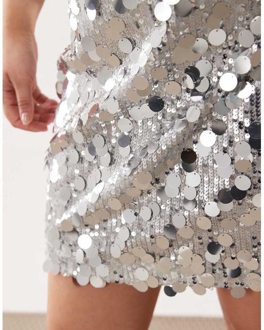 ASOS White Asos Design Curve Mixed Sequin Mini Skirt