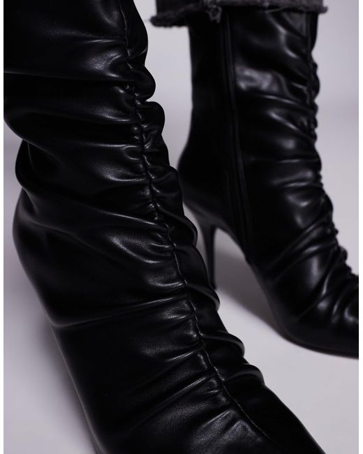 Erin - bottines froncées à talon haut ASOS en coloris Black