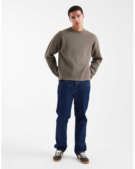 Only & Sons Gray Oversize Fit Crew Neck Knit for men