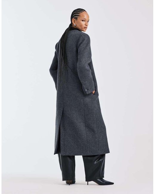 ASOS Blue Premium Wool Blend Collarless Coat