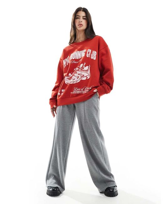 ASOS Oversized Sweatshirt Met Grafische Print in het Red