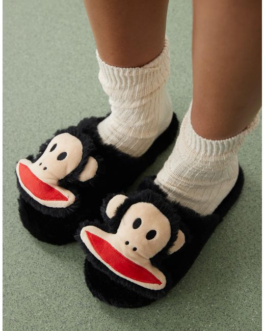 Daisy Street Green X Paul Frank Fluffy Slippers With 3D Face