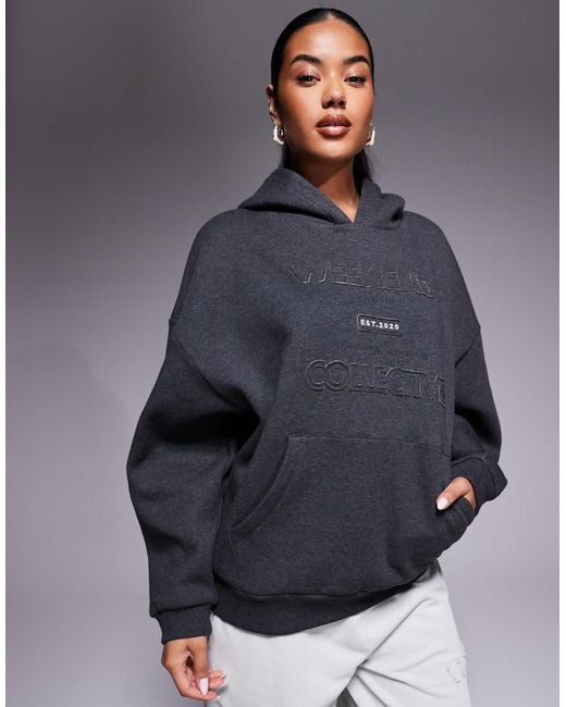 ASOS Blue Weekend Collective Hoodie With Applique Graphic