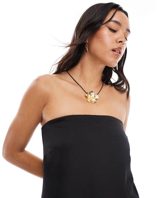 4th & Reckless Black Chiffon Bandeau Longline Asymmetric Top Co-ord