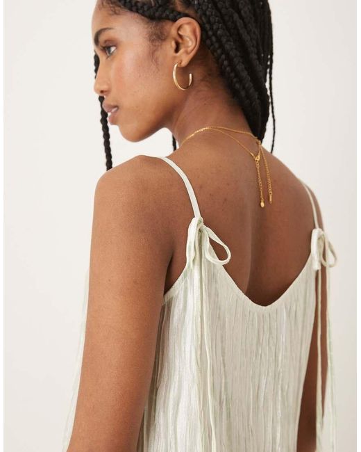 Vila Natural Plisse Cami Maxi Slip Dress
