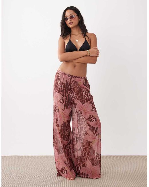 Aray Red Sheer Beach Trouser