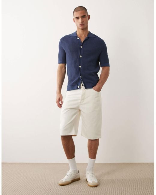 SELECTED Blue Knitted Button Cardigan for men