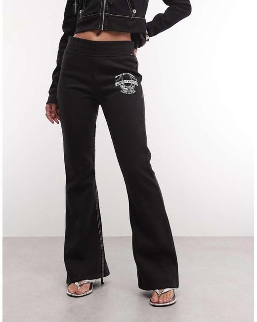 True Religion Black Crystal Big T Mid Rise Bootcut Trousers Co-ord