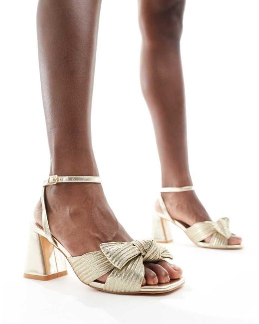 Glamorous Brown Exclusive Mid Heel Sandals With Bow