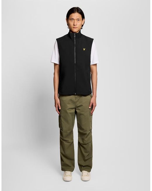 Lyle & Scott Black Mid Jackets Mesh Back Softshell Funnel Neck Gilet for men