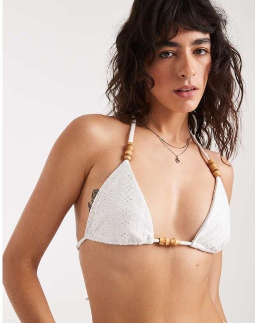 Daisy Street Brown Triangle Bikini Top And Tie Side V Bottoms