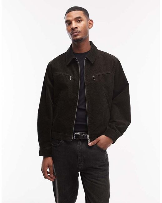 AllSaints Black Korey Leopard Print Zip Through Jacket for men