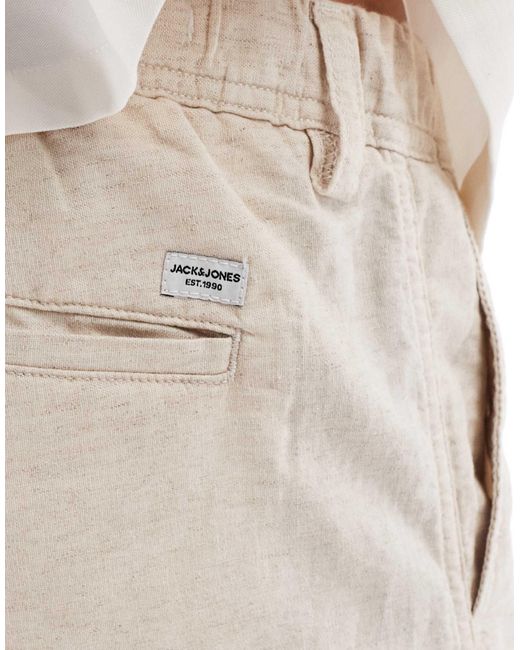 Jack & Jones – locker geschnittene leinen-hose in White für Herren