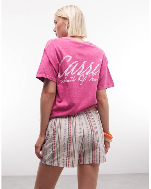 Reclaimed Vintage Pink – relaxed-fit-shorts mit streifen