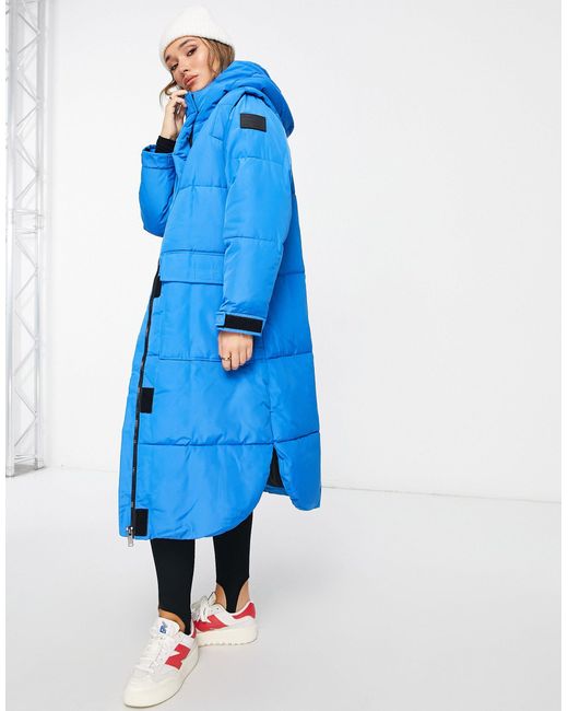 River Island Padded Puffer Coat in Blue Lyst
