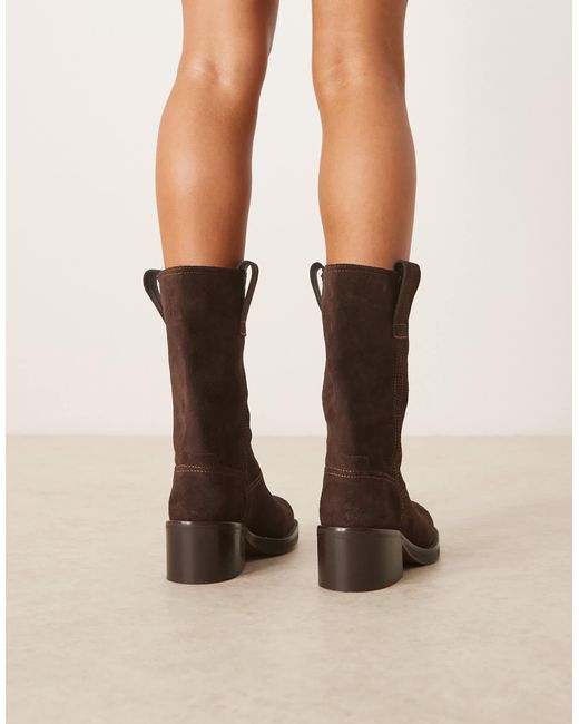 ASOS Brown – caspia – hochwertige trucker-stiefel zum hineinschlüpfen aus wildleder