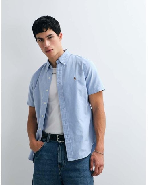 Polo Ralph Lauren Blue Classic Oxford Short Sleeve Custom Fit for men