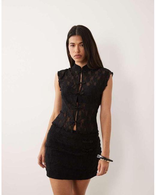 ASOS Black Co-ord Lace Skort With Trims