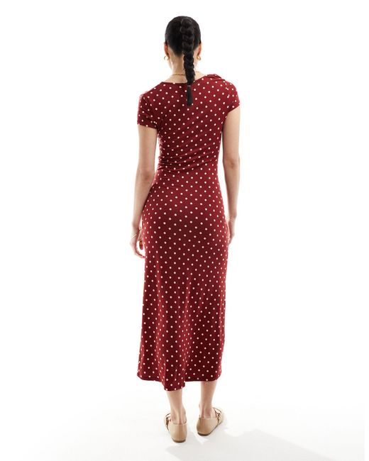 ASOS Red Cap Sleeve Tie Front Midi Tea Dress