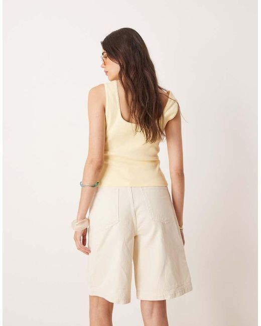 ASOS Natural High Waisted Long Line Denim Jort