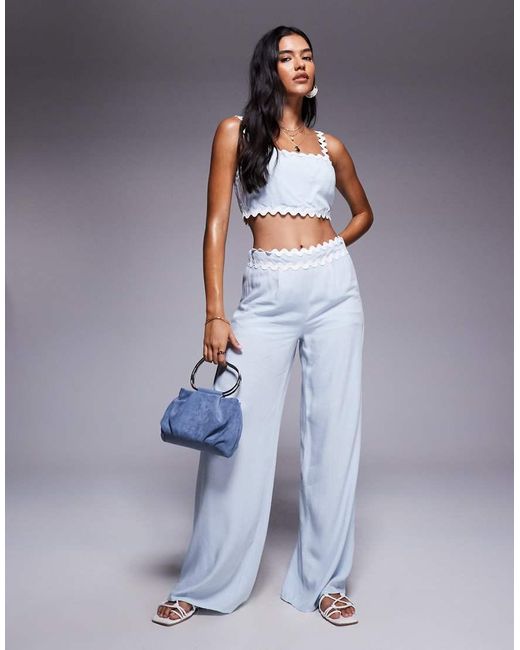 Missy Empire Gray Cotton Scallop Edge Square Neck Top Co-ord