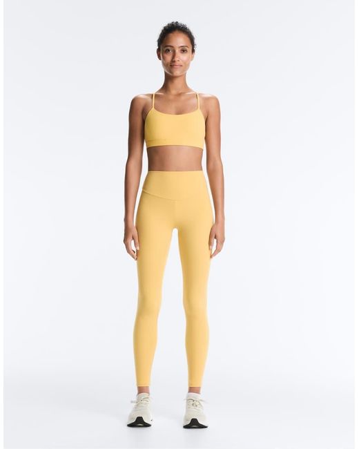 Oysho Yellow Comfortlux Light-support Sports Bra With Crossover Straps