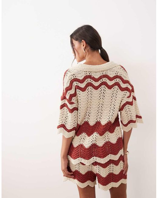 ARRANGE Pink Stripe Crochet Top Co-ord