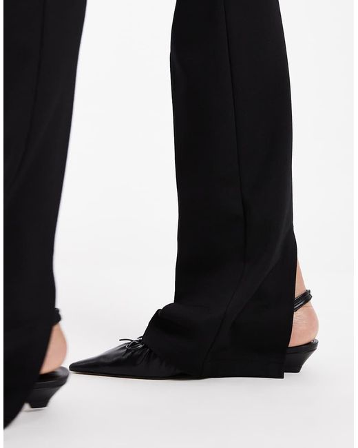 Pantalones De Sastre Negros De Corte Pitillo Con Abertura En El Bajo De Punto Roma De Asos Design Tall ASOS de color White