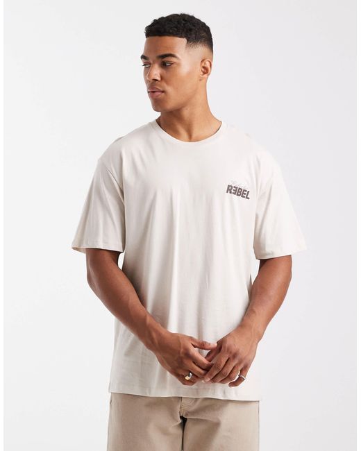 JJ Rebel White Oversized T-shirt With Eclectic Backprint for men