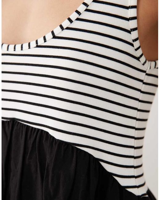 ASOS Black Hybrid Interlock Scoop Neck With Maxi Dress With Poplin Skirt