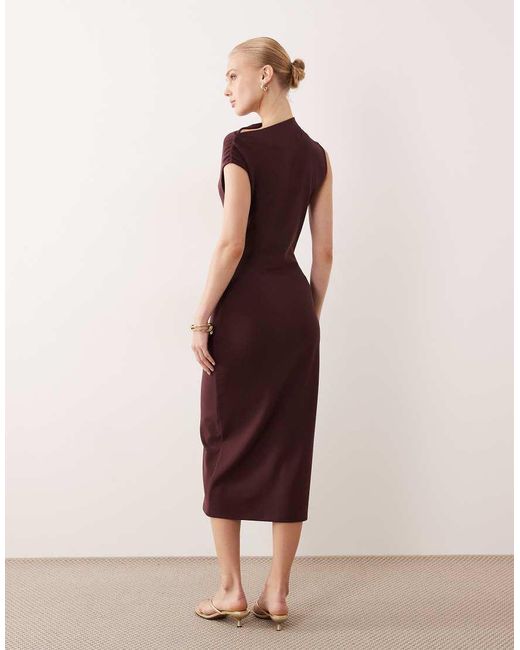 Mango Pink Asymmetric Short Sleeve Midi Dress