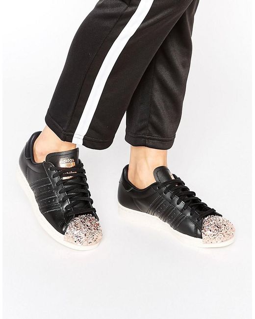 adidas Originals Leather Superstar Metal Toe Cap Sneakers in Black | Lyst